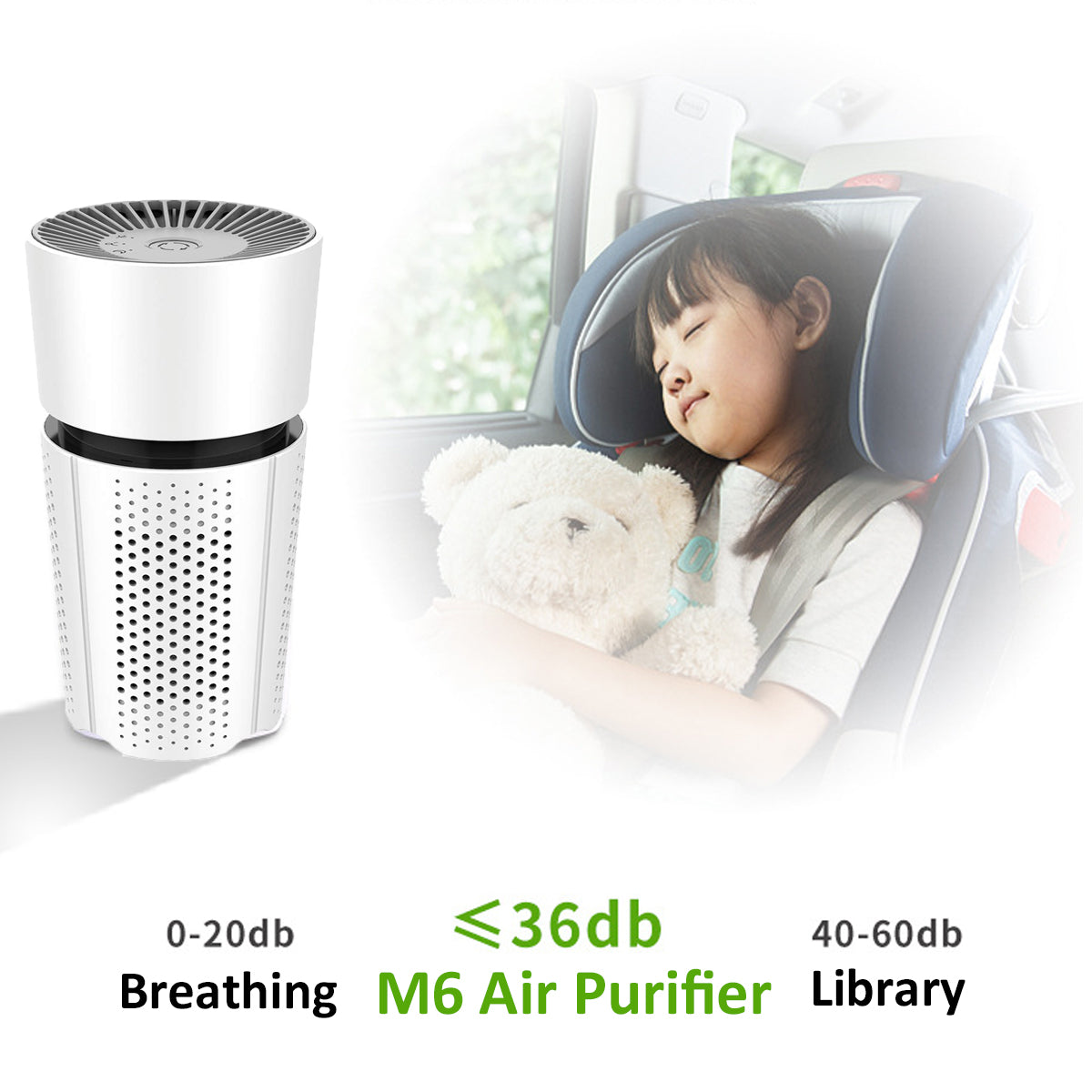 Parsmic Air Purifier, HEPA Air Filter, Desktop Air Cleaner (M6)
