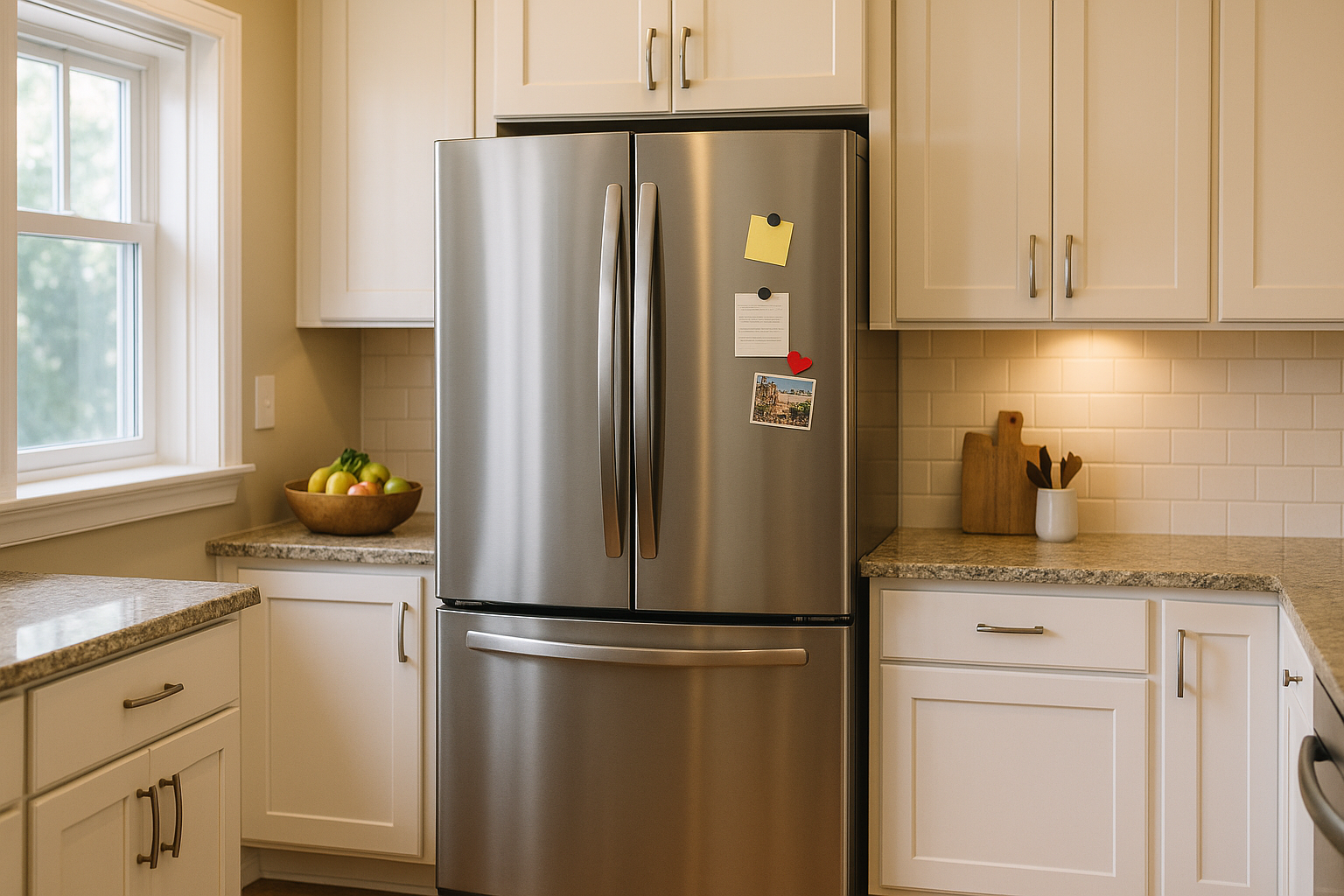 There is a refrigerator in the kitchen